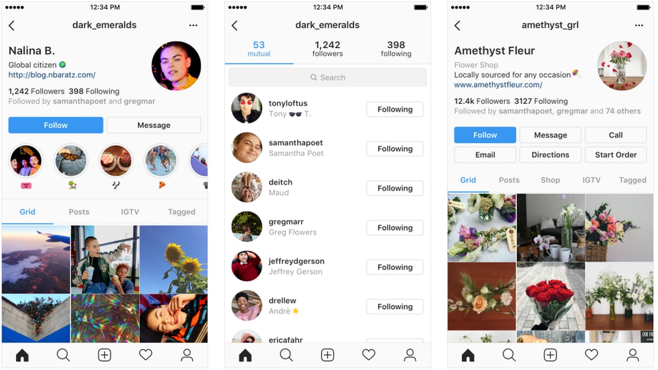 Examples of potential changes in your Instagram profile. Image: Instagram 